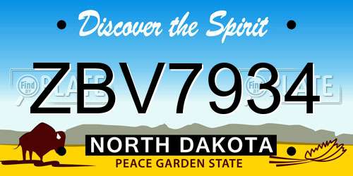 ZBV7934 North Dakota License Plate