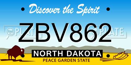 ZBV862 North Dakota License Plate