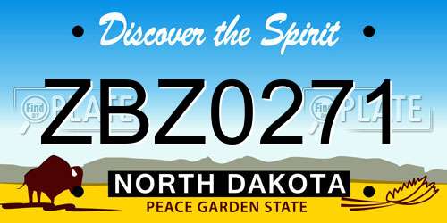 ZBZ0271 North Dakota License Plate