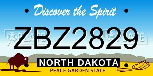 ZBZ2829 North Dakota License Plate