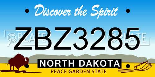 ZBZ3285 North Dakota License Plate