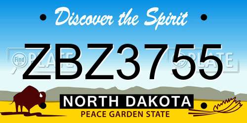 ZBZ3755 North Dakota License Plate