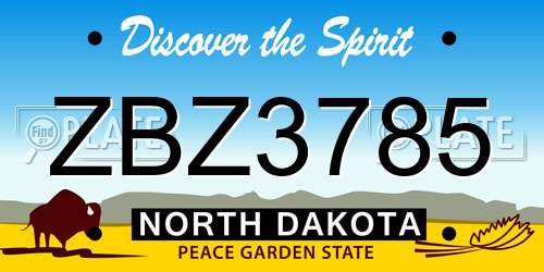 ZBZ3785 North Dakota License Plate