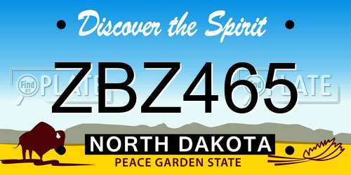 ZBZ465 North Dakota License Plate