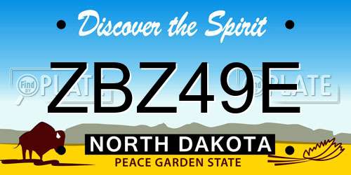 ZBZ49E North Dakota License Plate