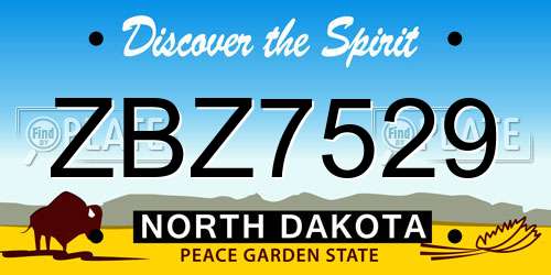 ZBZ7529 North Dakota License Plate