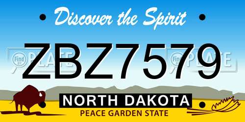 ZBZ7579 North Dakota License Plate