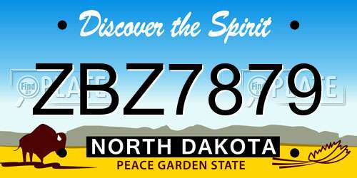 ZBZ7879 North Dakota License Plate