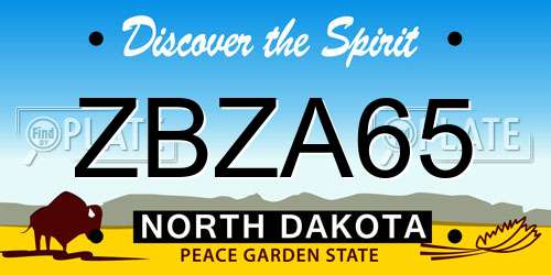 ZBZA65 North Dakota License Plate
