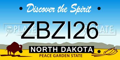 ZBZI26 North Dakota License Plate