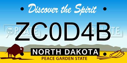 ZC0D4B North Dakota License Plate
