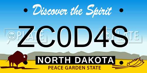 ZC0D4S North Dakota License Plate