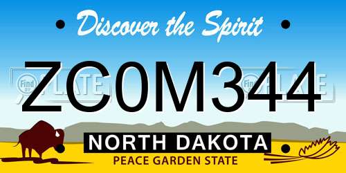 ZC0M344 North Dakota License Plate