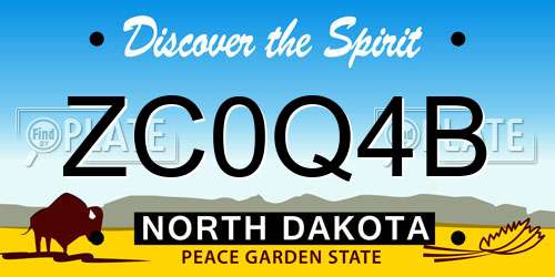 ZC0Q4B North Dakota License Plate