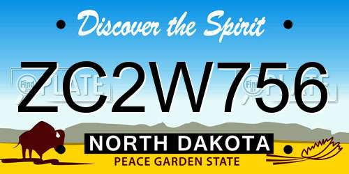 ZC2W756 North Dakota License Plate