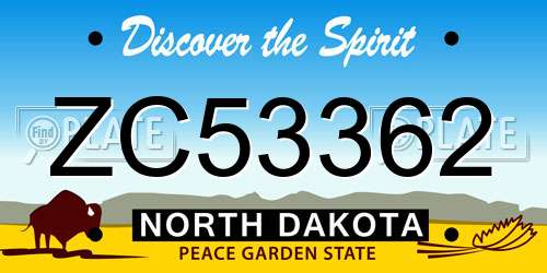 ZC53362 North Dakota License Plate
