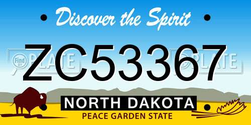 ZC53367 North Dakota License Plate