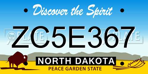 ZC5E367 North Dakota License Plate