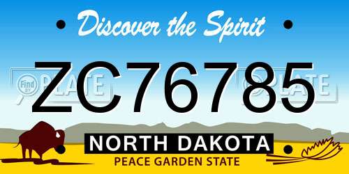 ZC76785 North Dakota License Plate