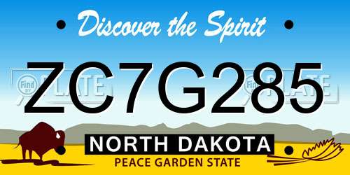 ZC7G285 North Dakota License Plate