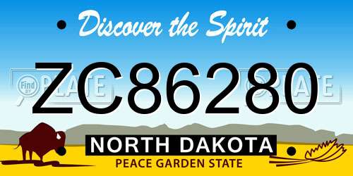 ZC86280 North Dakota License Plate