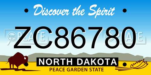 ZC86780 North Dakota License Plate