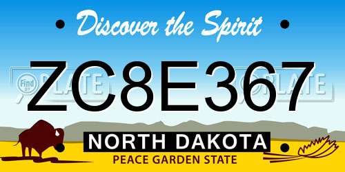 ZC8E367 North Dakota License Plate