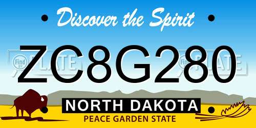 ZC8G280 North Dakota License Plate