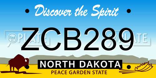 ZCB289 North Dakota License Plate