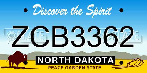 ZCB3362 North Dakota License Plate