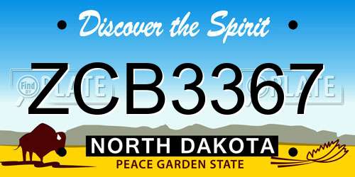 ZCB3367 North Dakota License Plate