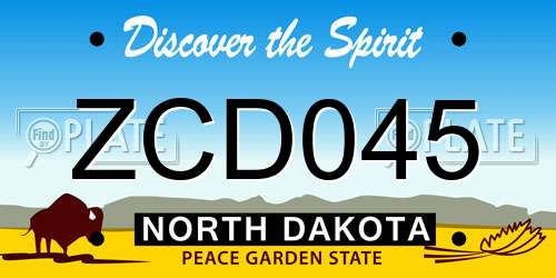ZCD045 North Dakota License Plate