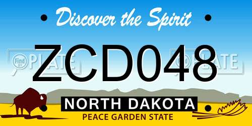 ZCD048 North Dakota License Plate