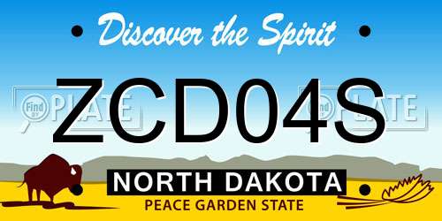 ZCD04S North Dakota License Plate