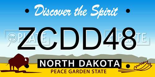 ZCDD48 North Dakota License Plate