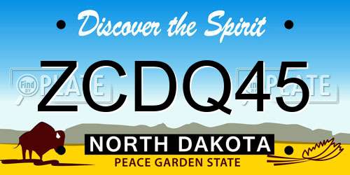ZCDQ45 North Dakota License Plate