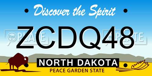 ZCDQ48 North Dakota License Plate