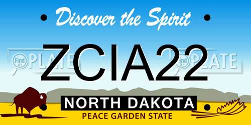 ZCIA22 North Dakota License Plate