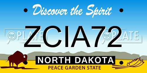 ZCIA72 North Dakota License Plate