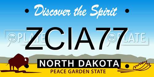 ZCIA77 North Dakota License Plate