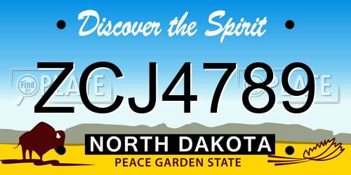 ZCJ4789 North Dakota License Plate
