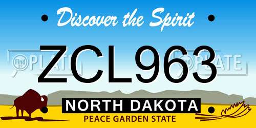 ZCL963 North Dakota License Plate