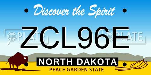 ZCL96E North Dakota License Plate