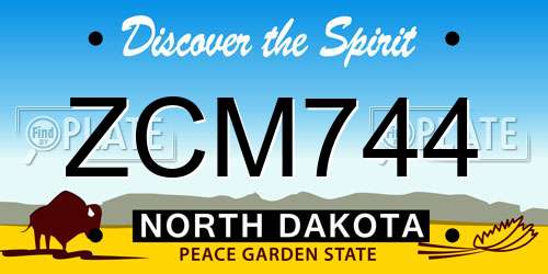 ZCM744 North Dakota License Plate