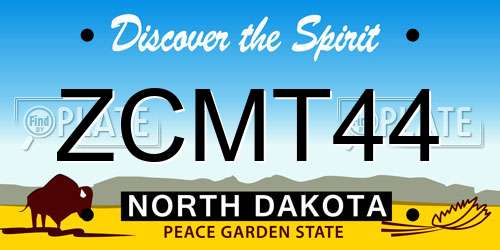ZCMT44 North Dakota License Plate