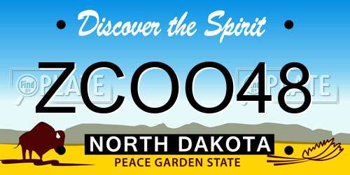 ZCOO48 North Dakota License Plate