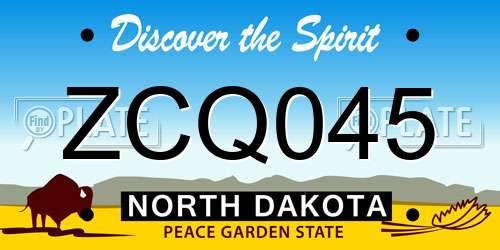 ZCQ045 North Dakota License Plate