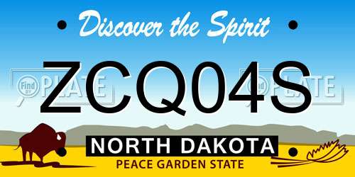 ZCQ04S North Dakota License Plate