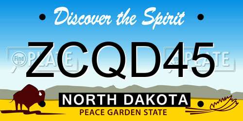 ZCQD45 North Dakota License Plate