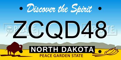 ZCQD48 North Dakota License Plate
